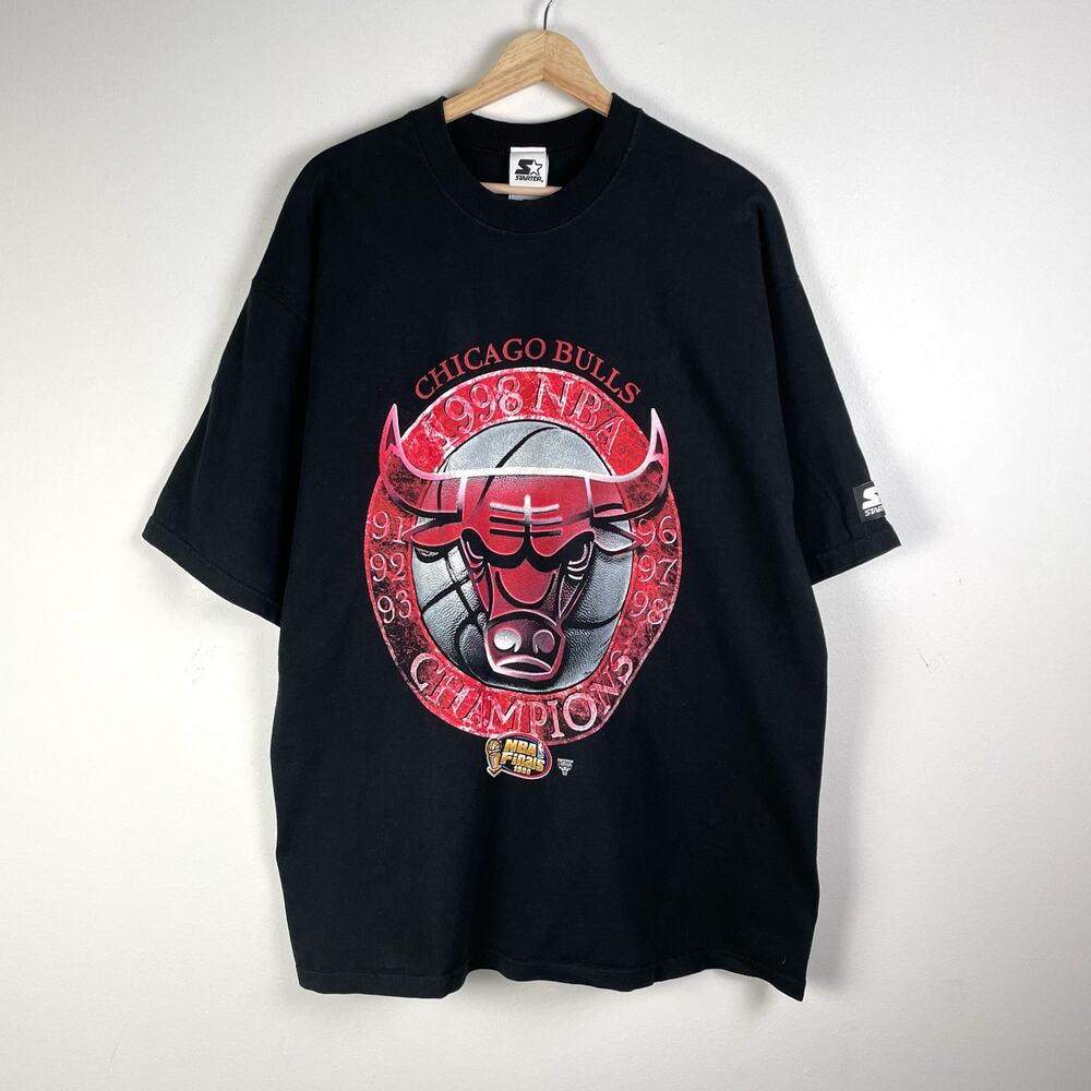 Vintage Starter NBA Chicago Bulls 1998 Champions T Shirt Size XL 6 Time Champion